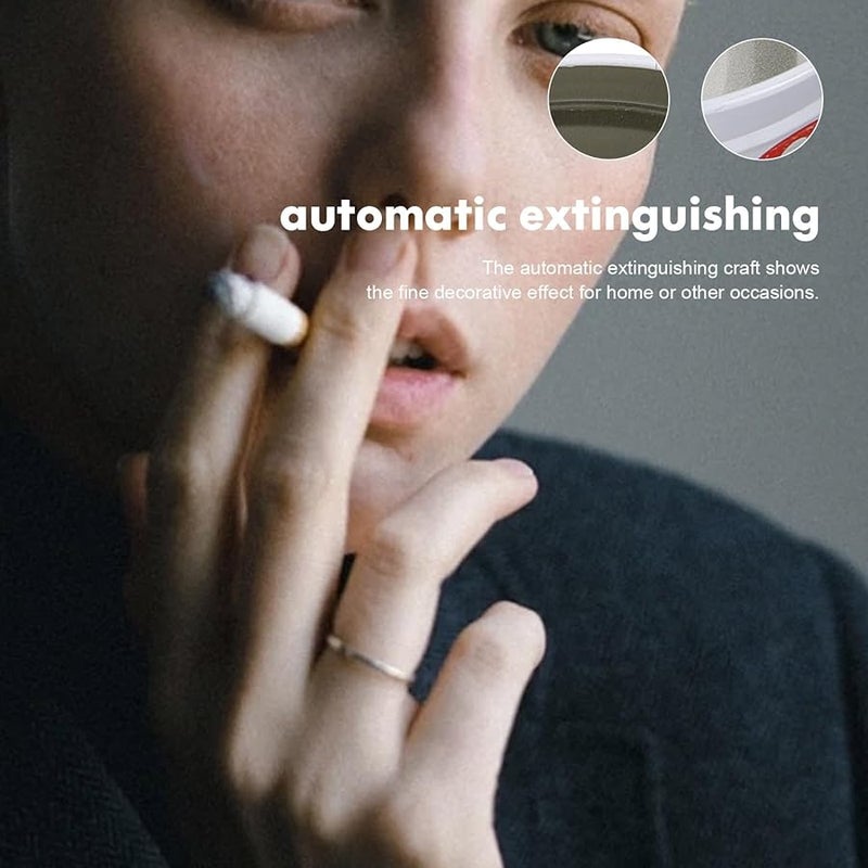 صينية معدنية أوتوماتيكية لإطفاء السجائر بدون دخان مع غطاء لمكتب المنزل أو المكتب - Image 4